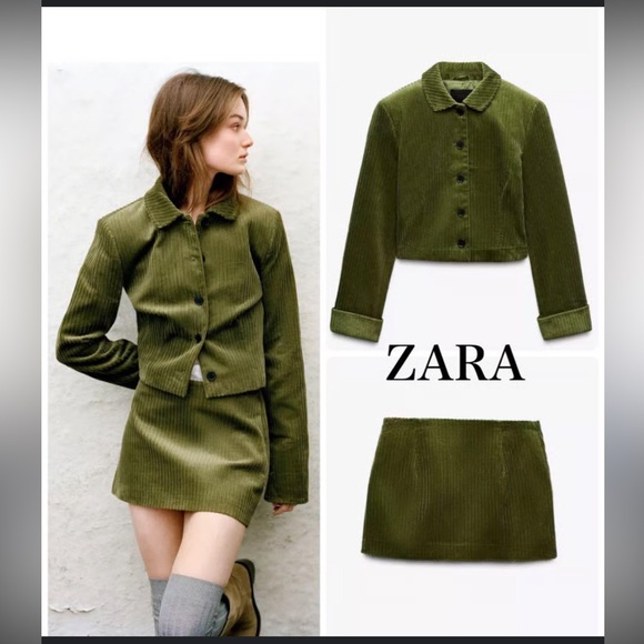 Zara Olive Green Corduroy Jacket - Picture 4 of 5